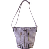 Front Zipper Buckle Decor Bucket Handbag Accented with Magnet and Drawstring Closure
