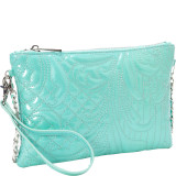 Embroidered Patent Leather Wristlet/Clutch