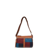 Mixed Media Leather Top Zip Crossbody