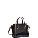 Patent Leather Winged Tote Satchel