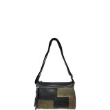 Mixed Media Leather Top Zip Crossbody