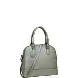 Faux Leather Dome Zip-Around Satchel