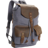 Hiking Sport Cowhide Leather Cotton Canvas Backpack