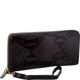 Snake Single Zip Around Wristlet Clutch Wallet