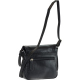 Genuine Leather Flap With Metal Zipper Pocket Crossbody Bag