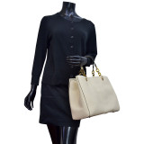 Saffiano Faux Leather Chain Strap Satchel