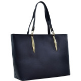 Large Saffiano Faux Leather Tote with Minimal Accent Hardware