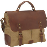 Casual Style Cowhide Leather Cotton Canvas Messenger Bag