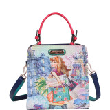 Tulip Girl Print Structure Handbag