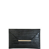Croc Print Faux Leather Envelope Clutch