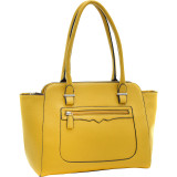 Faux Leather Shoulder Bag with Front Zipper Pocket