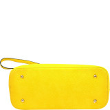 Round Padlock Zip Satchel with Shoulder Strap