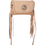 Genuine Leather Crossbody with Silver Berry Concho