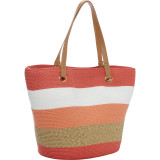 Paper Straw Lurex Stripe Tote