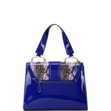 Patent Faux Leather Fold-Over Lock Tote