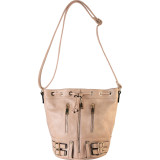 Front Zipper Buckle Decor Bucket Handbag Accented with Magnet and Drawstring Closure