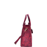 Dasein Croco Embossed Satchel with Padlock