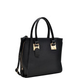 Side Zipper Décor Leather Satchel