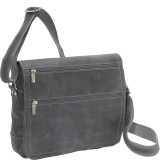 Double Zip Distressed Leather Small Messenger