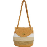 Paper Straw Lurex Stripe Mini Shoulder Bag
