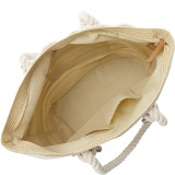 Paper Straw Metallic Stripe Rope Tote