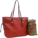 2-in-1 Patent Faux Leather Trim Tote