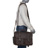 16" Leather Briefcase Travel Bag