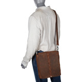 11.5" Leather Vertical Woven Messenger