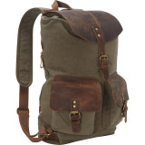 Hiking Sport Cowhide Leather Cotton Canvas Backpack