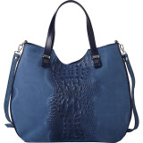 Alligator Textured Italian Made Leather Tote and Shoulder Bag