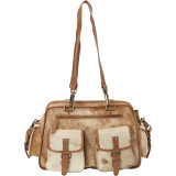 Brown & White Animal Print Handbag