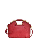 Soft Faux Leather Frame Handle Satchel