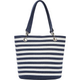 Paper Straw Stripe Grommet Tote