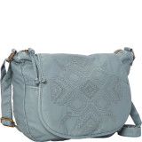 Washed Flap Crossbody with Embroidery