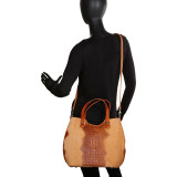 Alligator Textured Italian Made Leather Tote and Shoulder Bag