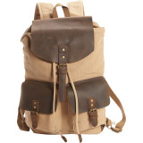 Hiking Sport Cowhide Leather Cotton Canvas Backpack