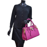 Medium Saffiano Faux Leather Satchel with Chain Shoulder Strap