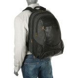 Leather & Canvas Laptop Backpack With Shoe Compartment