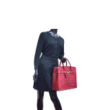 Dasein Croco Embossed Satchel with Padlock