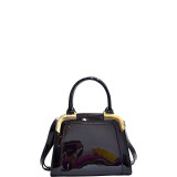 Patent Faux Leather Corner Satchel