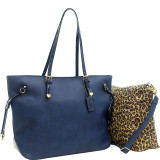 2-in-1 Patent Faux Leather Trim Tote