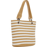 Paper Straw Stripe Grommet Tote
