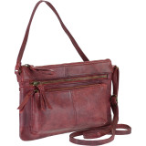 Genuine Leather Crossbody Bag With Front Two Zip Pockets