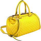 Quilted Barrel Satchel with Push-Up Closure