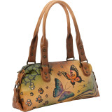 Hand Painted Top Zip Satchel
