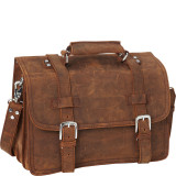16" 3-tier Pro Leather Briefcase Laptop Case