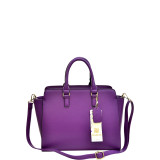 Faux Saffiano Leather Winged Satchel with Shoulder Strap