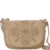 Washed Flap Crossbody with Embroidery