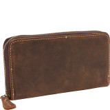 Full Grain Leather Large Zipper Clutch Wallet