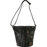 Front Zipper Buckle Decor Bucket Handbag Accented with Magnet and Drawstring Closure
